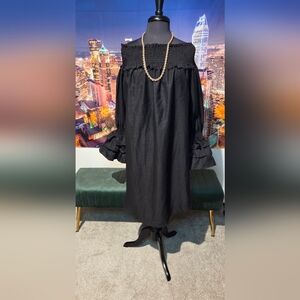 Elegant Black Ruffle Sleeve Dress